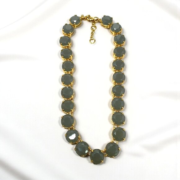 J.Crew Princess Necklace Pale Green Faceted Stones & Adjustable Gold Chain - Picture 5 of 6
